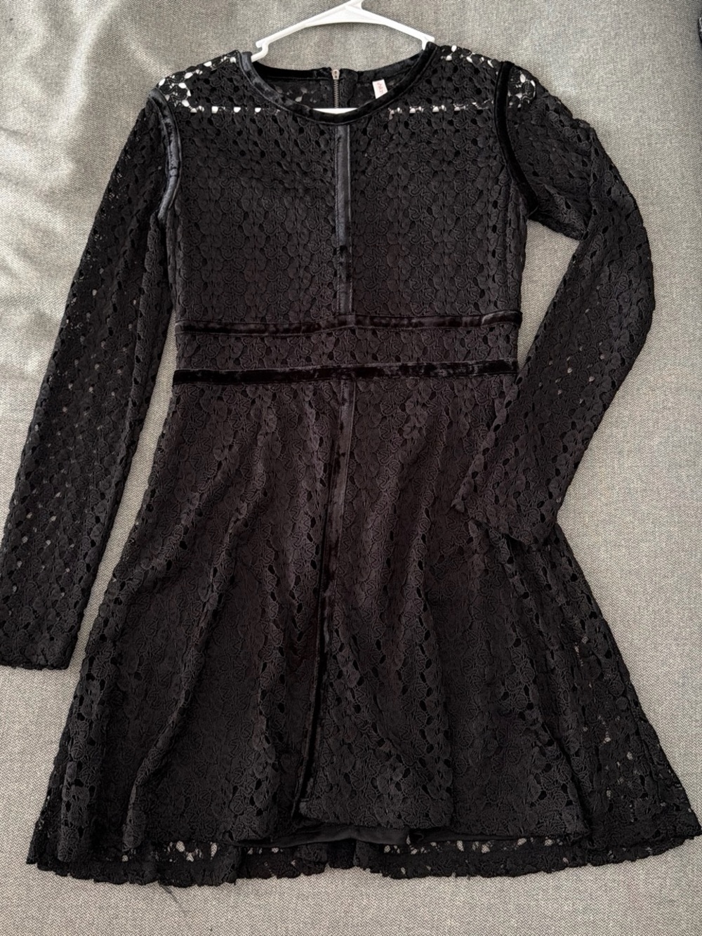 Xhilaration Black Long-Sleeve Lace Fit & Flare Dress